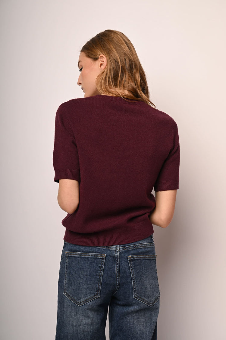 Lace-detail half-sleeve sweater
