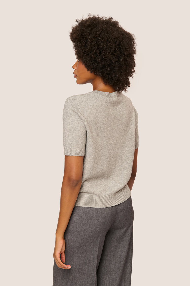 Lace-detail half-sleeve sweater