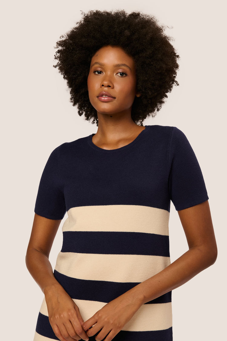Striped knit mini dress