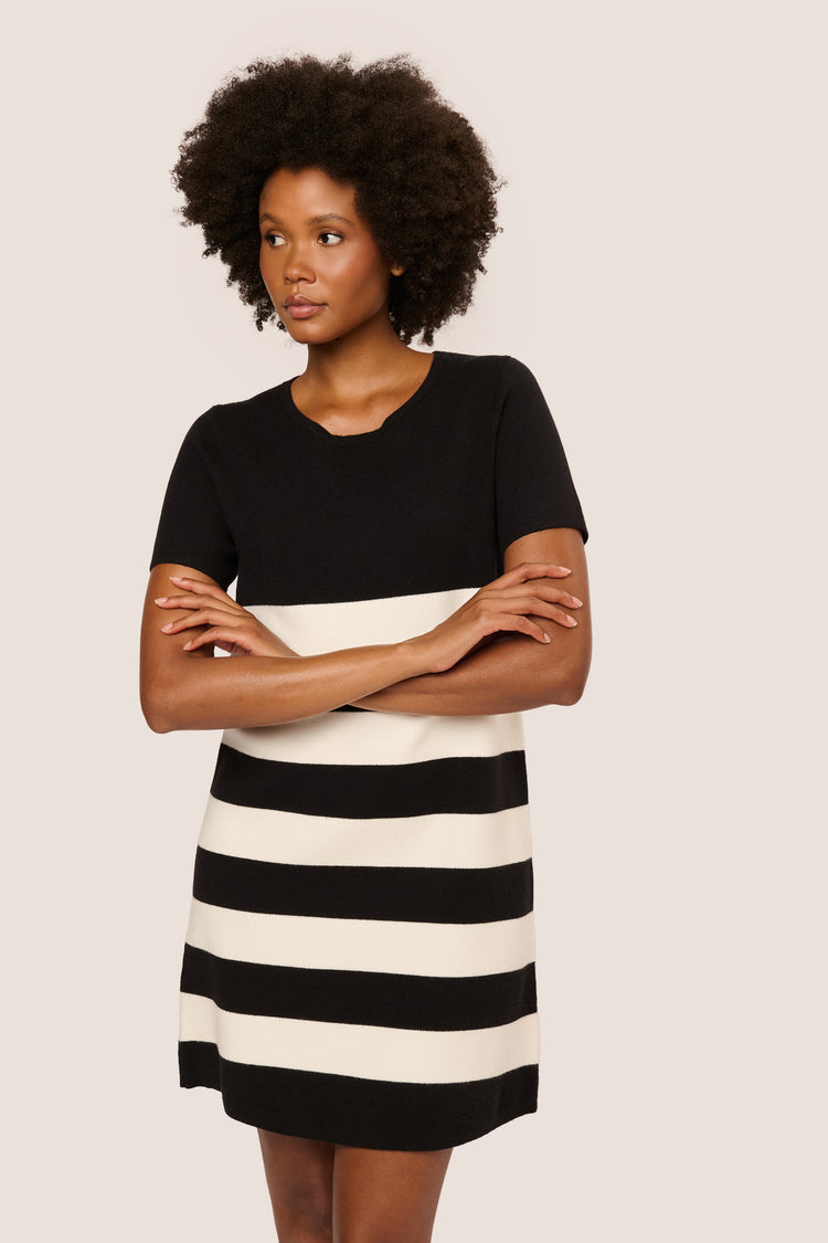 Striped knit mini dress