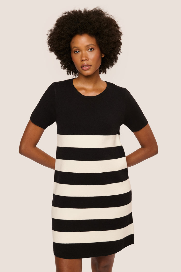 Striped knit mini dress