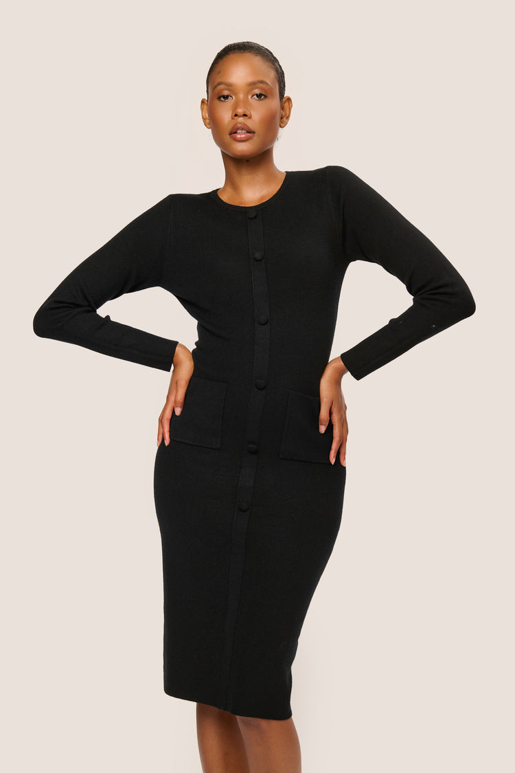 Button-detail knit dress