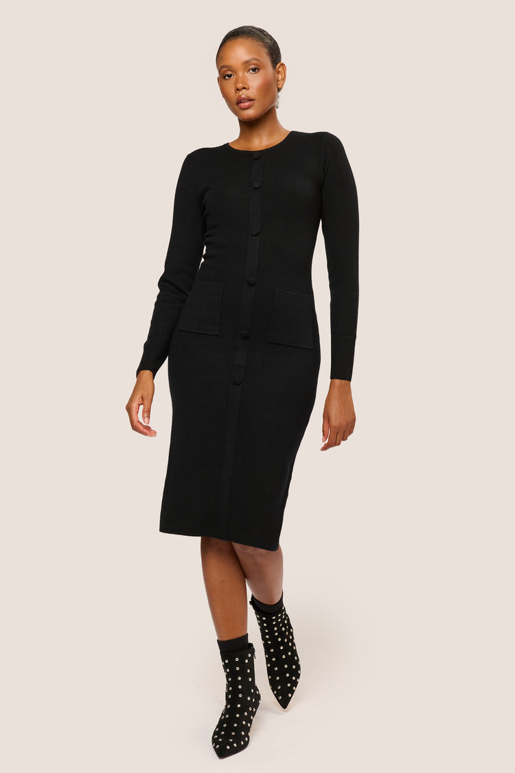 Button-detail knit dress