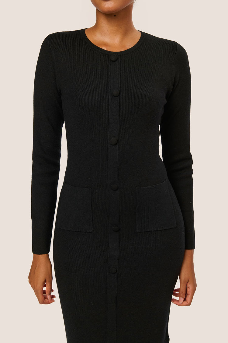 Button-detail knit dress