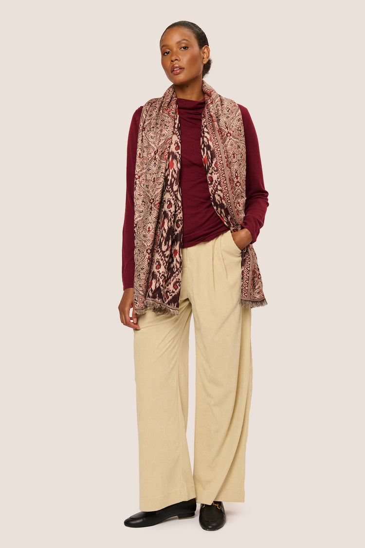 Gathered knit mock sweater