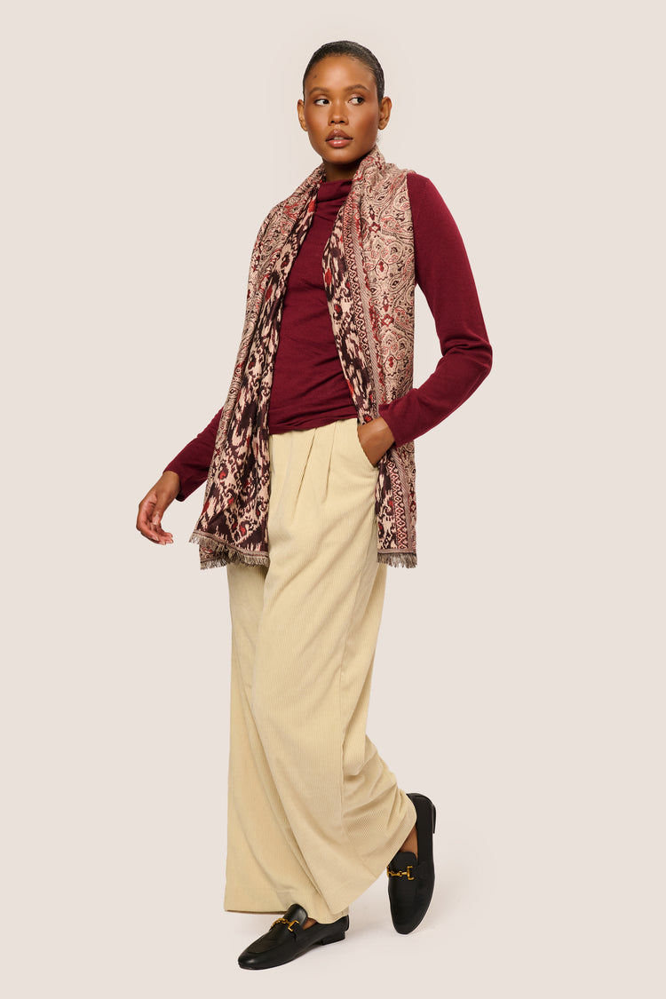 Gathered knit mock sweater