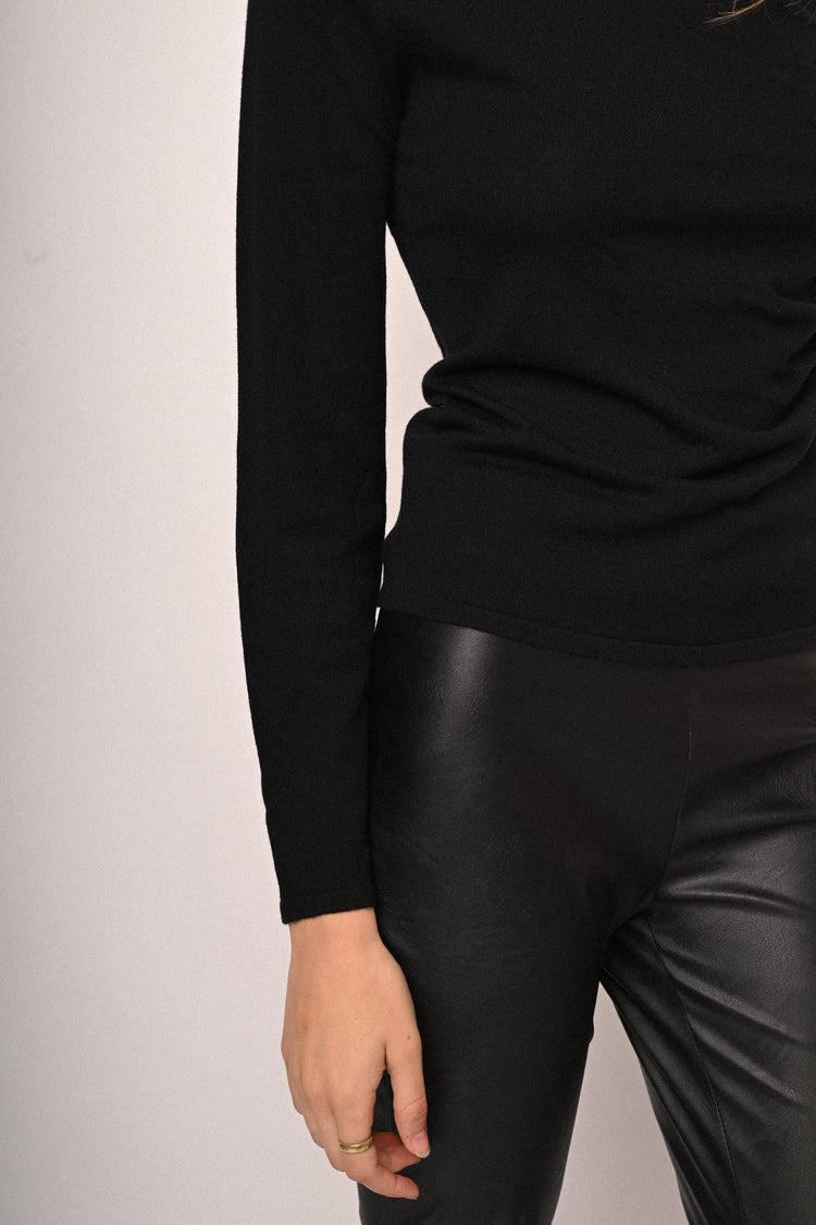 Gathered knit mock sweater