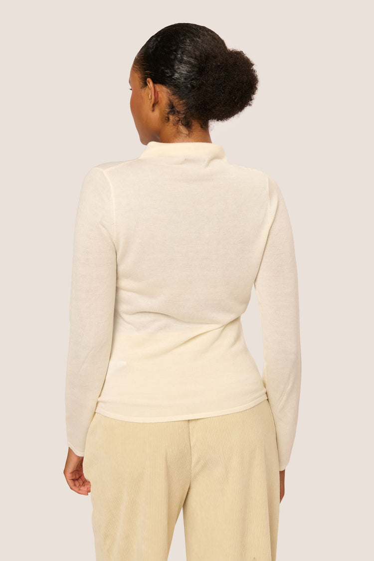 Gathered knit mock sweater