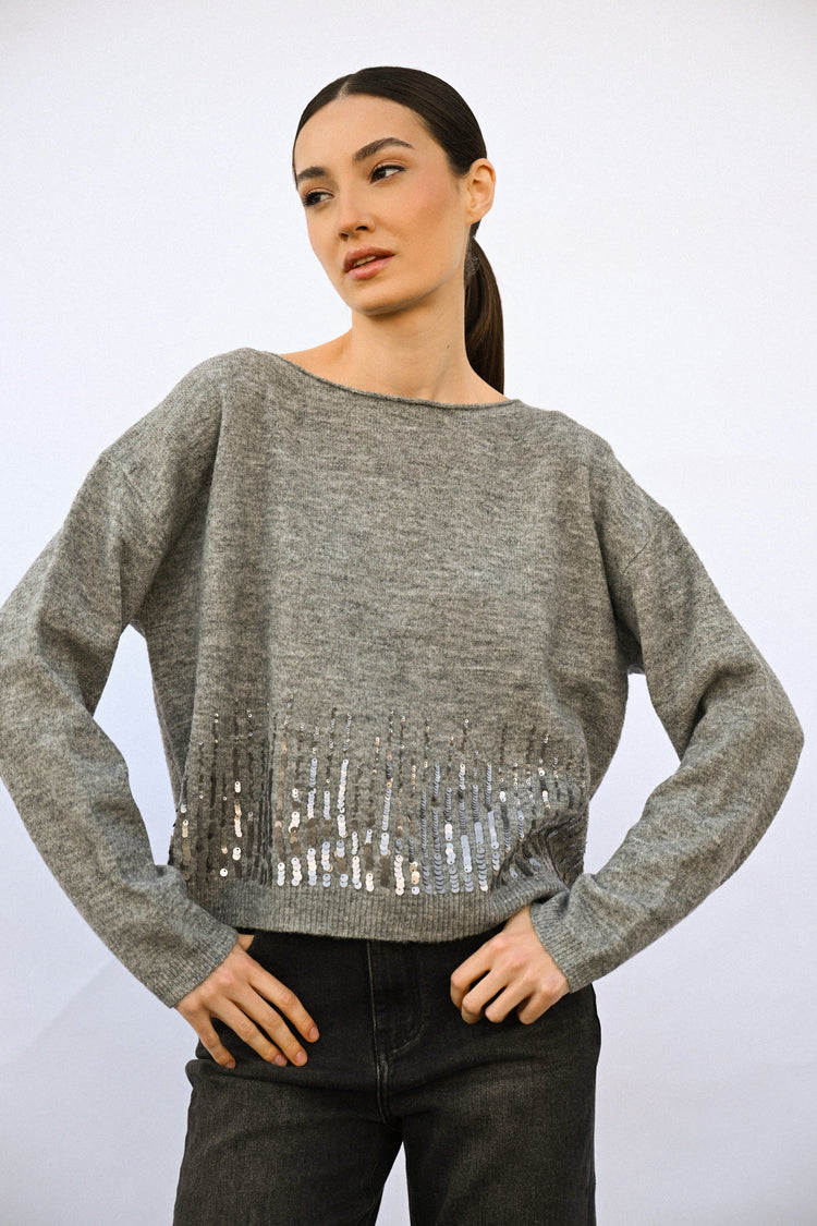 Sequin boxy-fit sweater