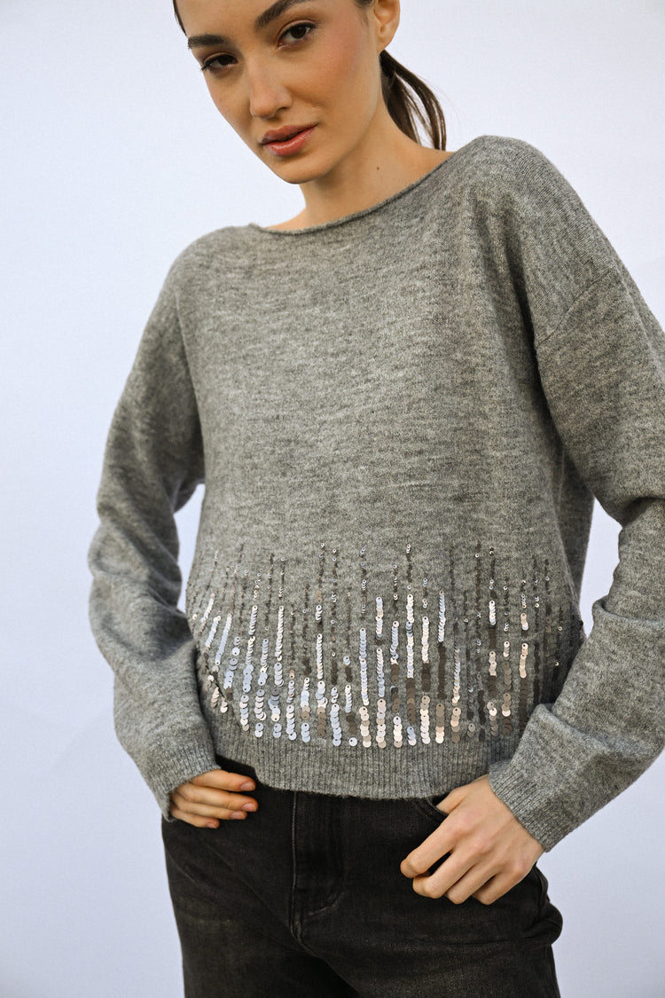 Sequin boxy-fit sweater