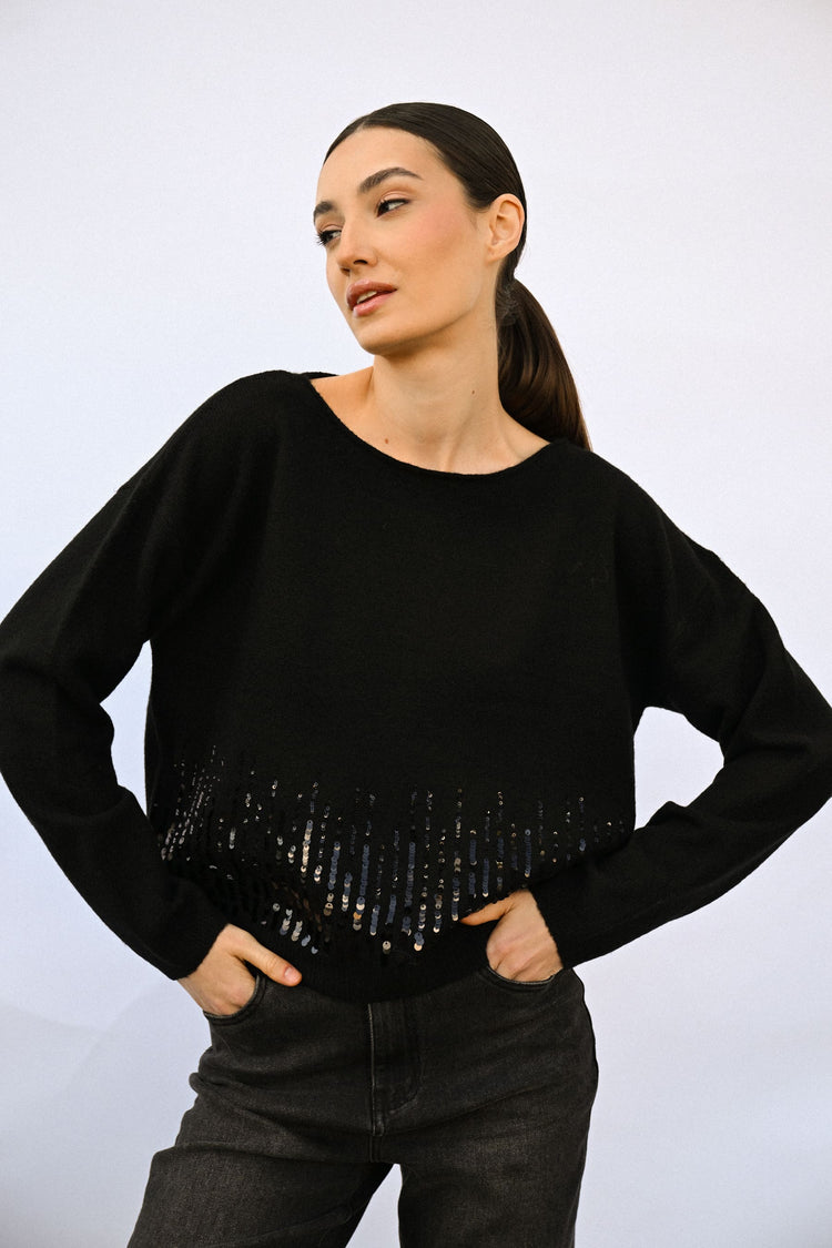 Sequin boxy-fit sweater