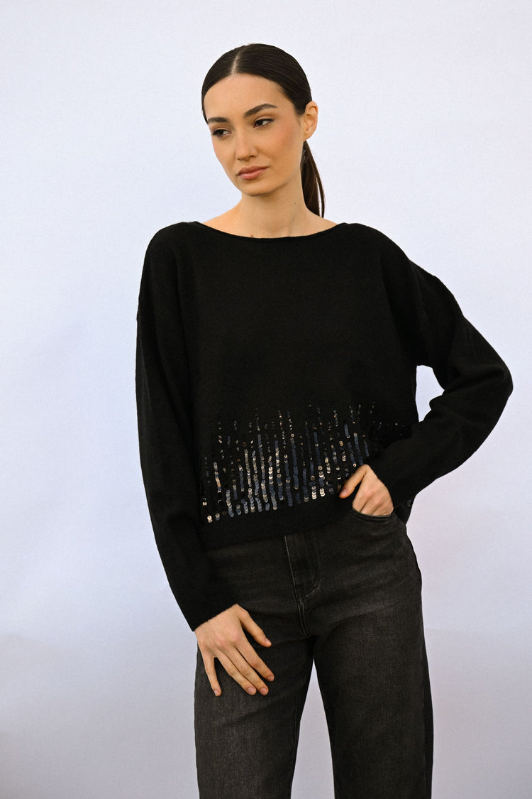 Sequin boxy-fit sweater