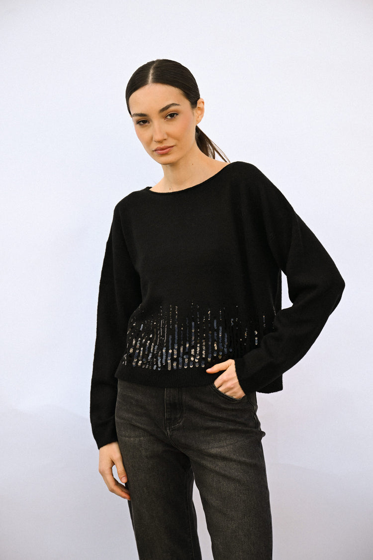Sequin boxy-fit sweater