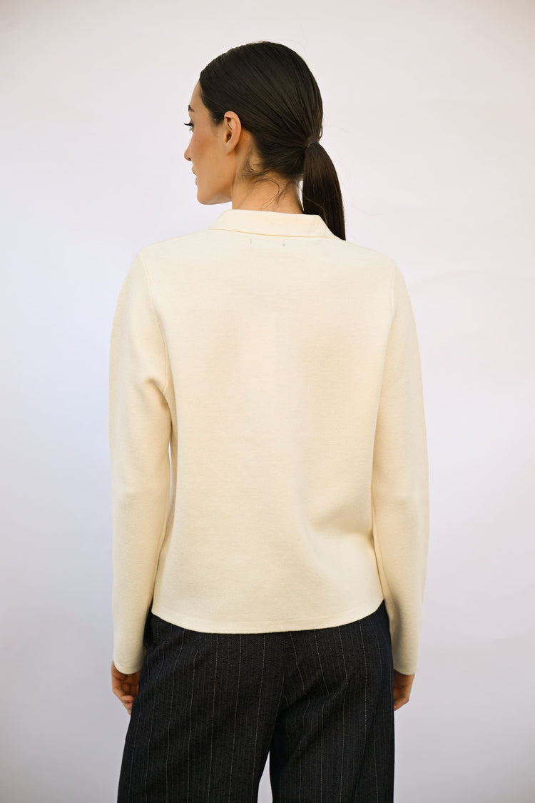 Jewel-button and collar cardigan