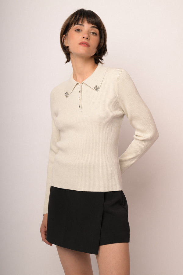 Maglia calcetto con strass lurex