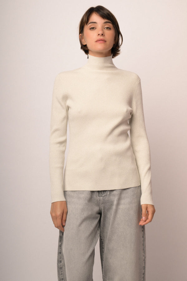 Maglia lupetto con bottoni manica lurex