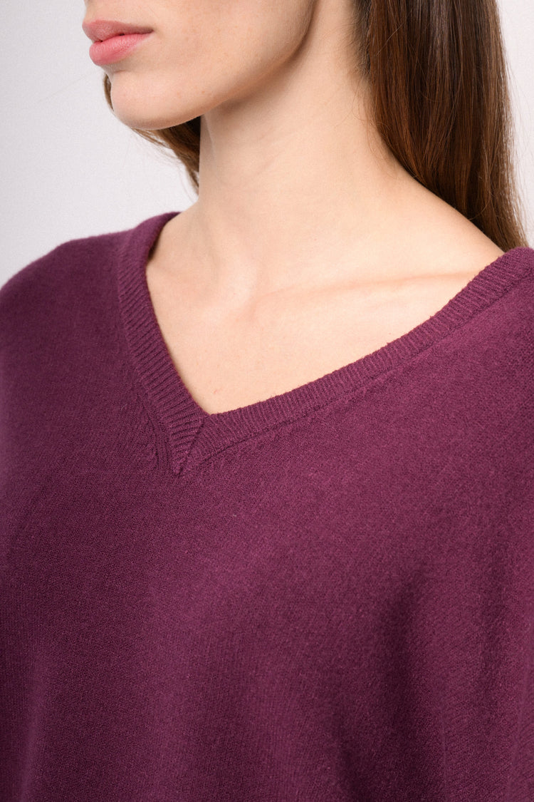 Burgundy oversized V-neck sweater