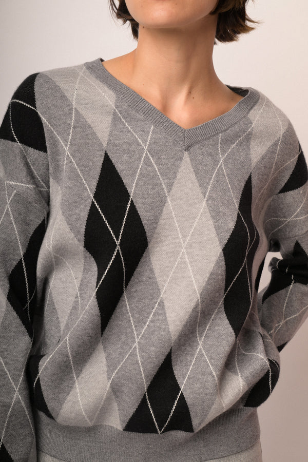 Maglia scollo V rombi