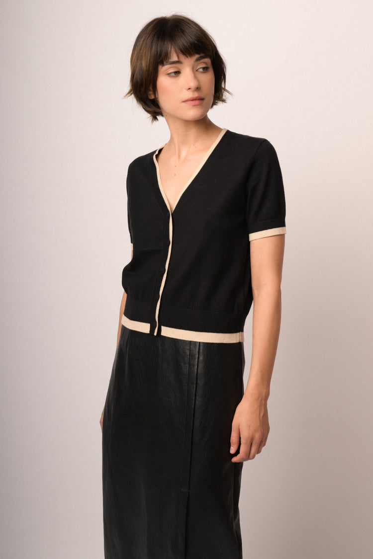 Cardigan profili lurex manica corta