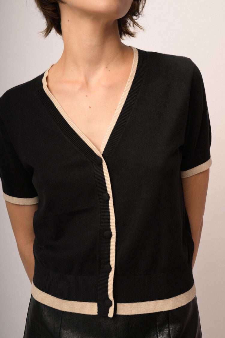 Cardigan profili lurex manica corta