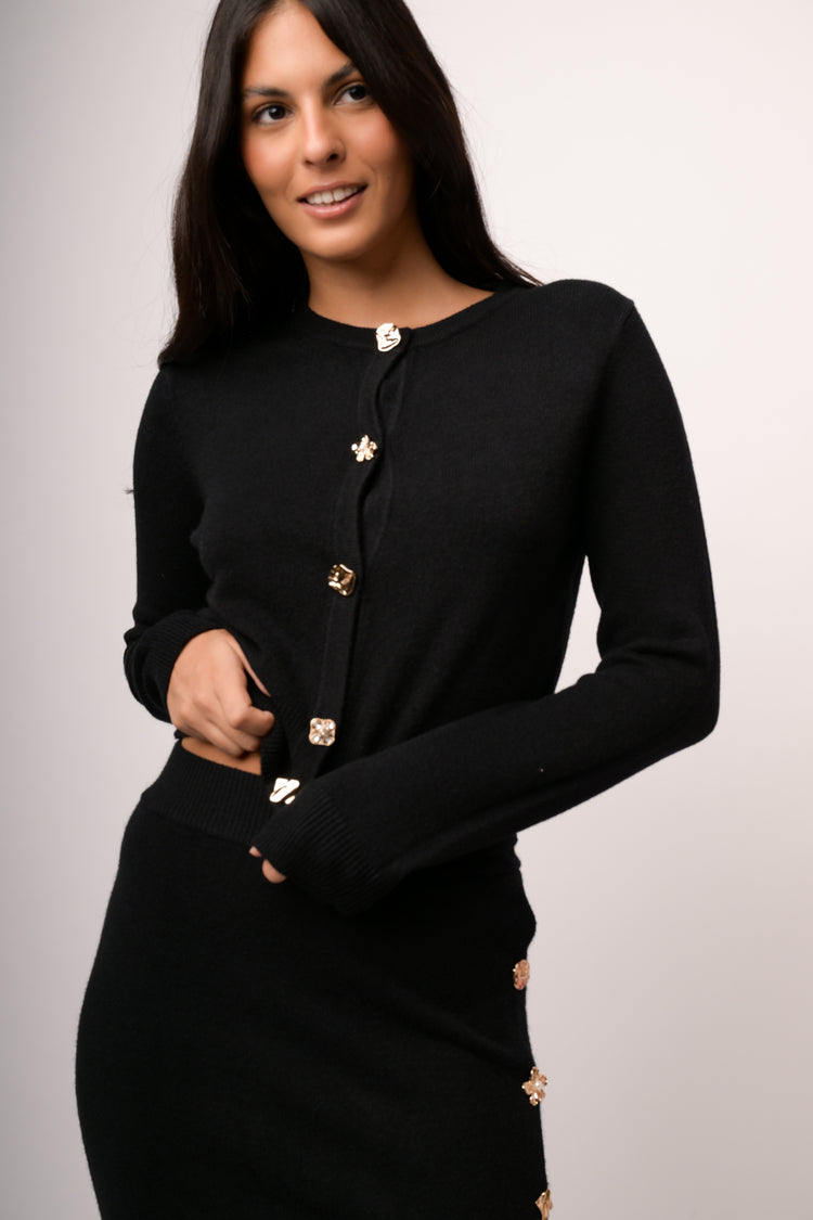 Cardigan con bottoni preziosi