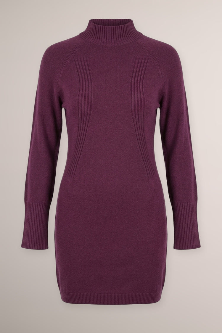 Burgundy high-neck mini dress