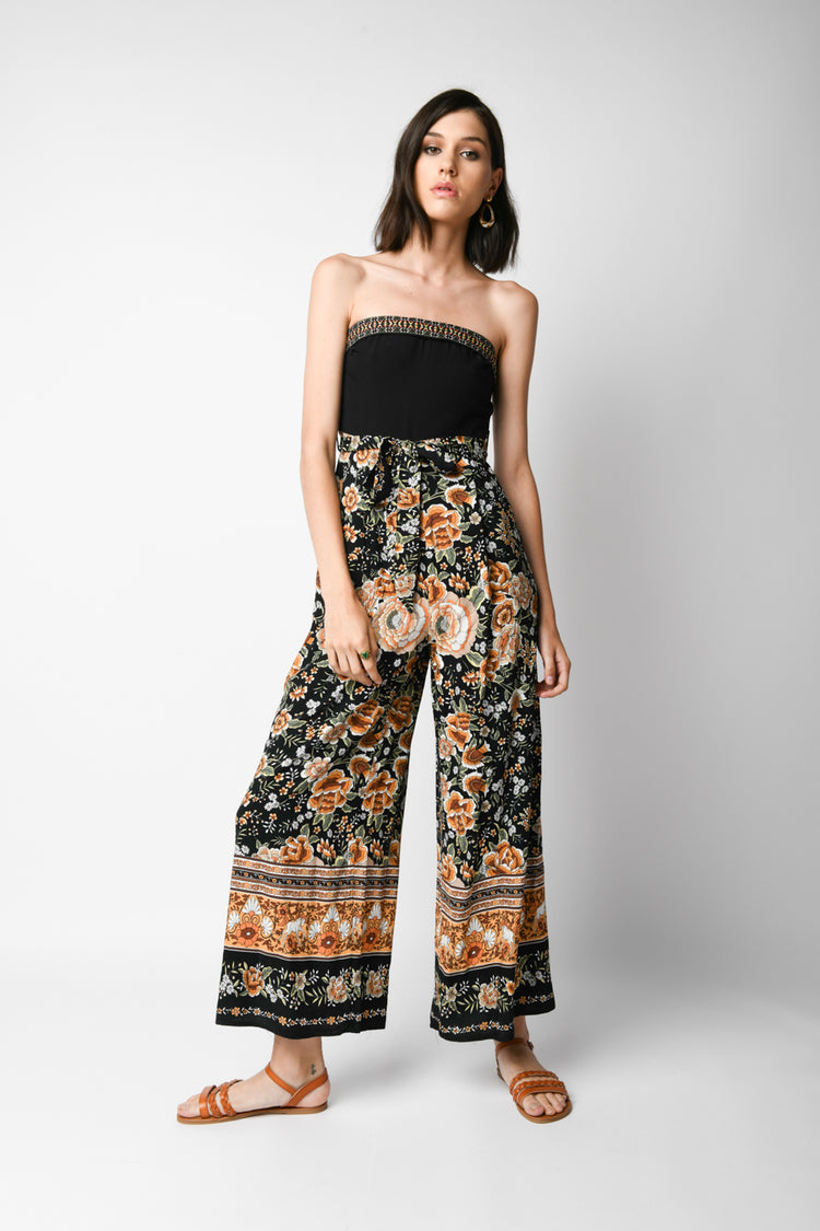 Floral print bustier jumpsuit