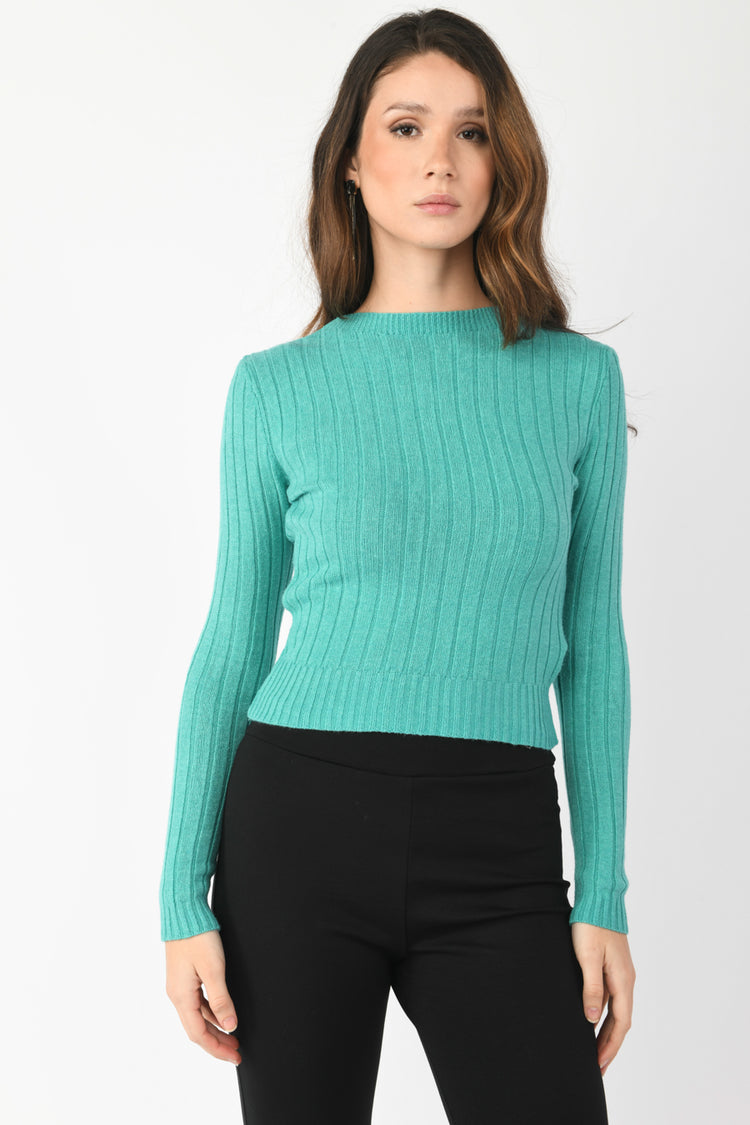 Rib-knit cropped sweater