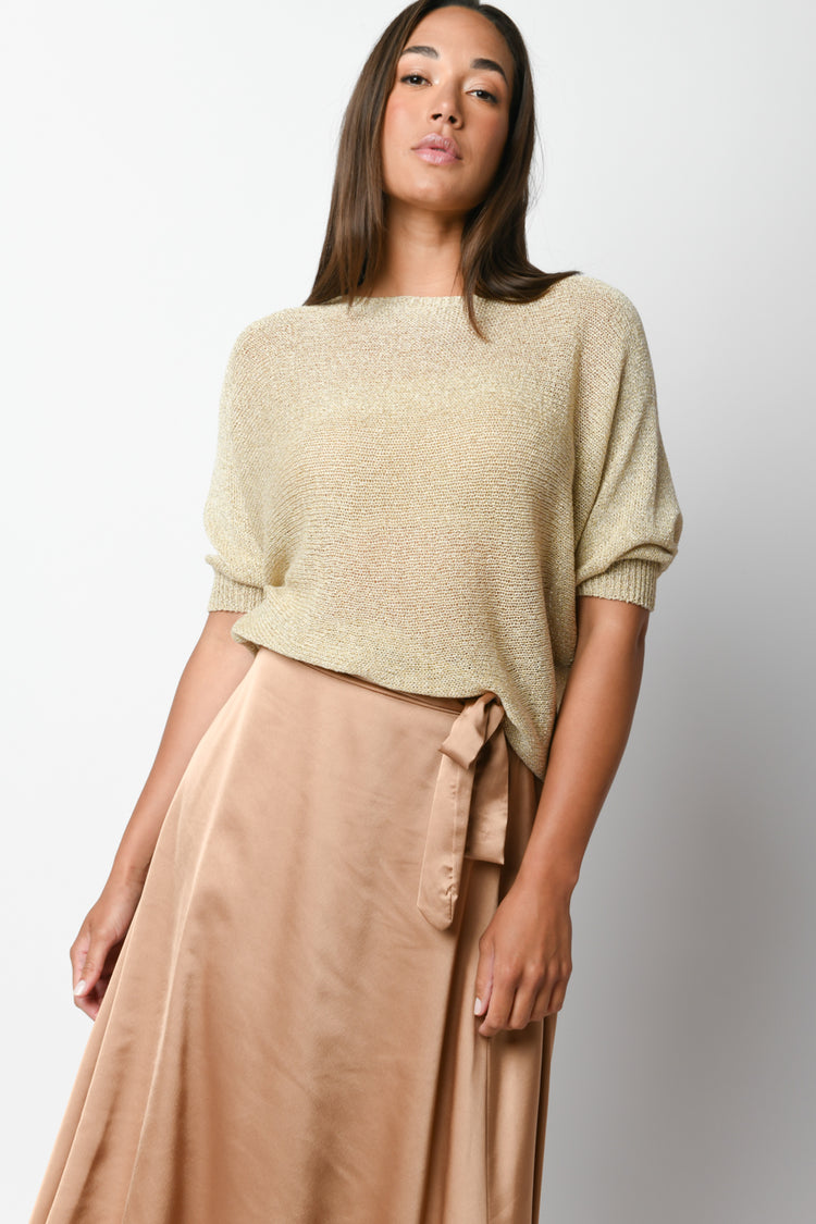 Back-bow lurex knit sweater