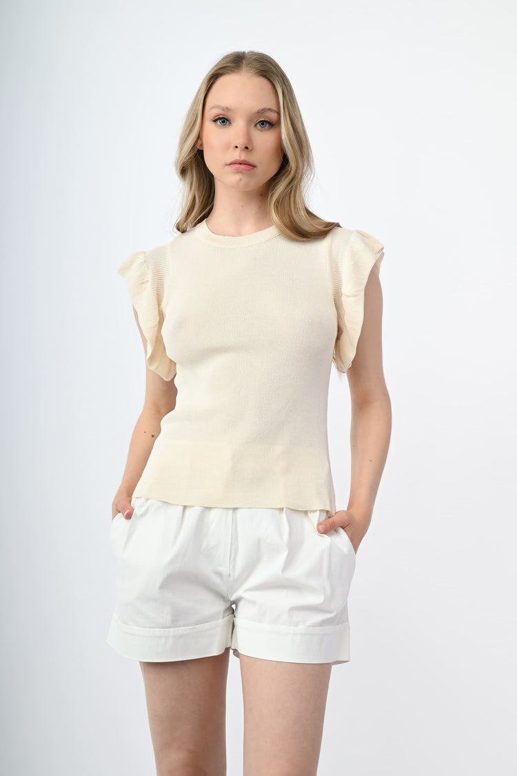 Frills knit top