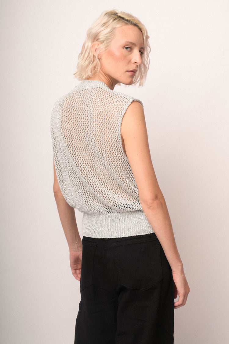 Gilet traforato con lurex