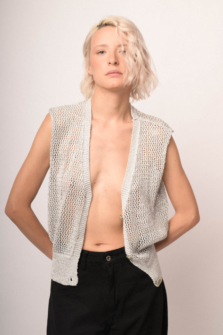 Gilet traforato con lurex