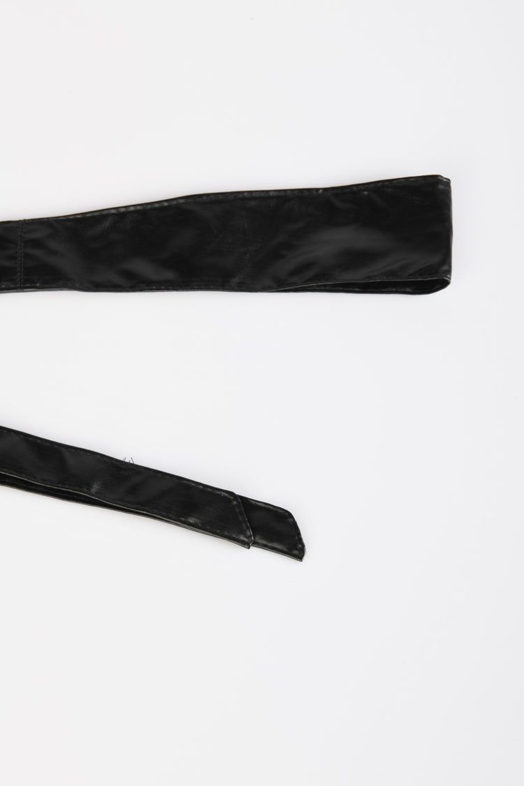 Patent faux leather sash belt
