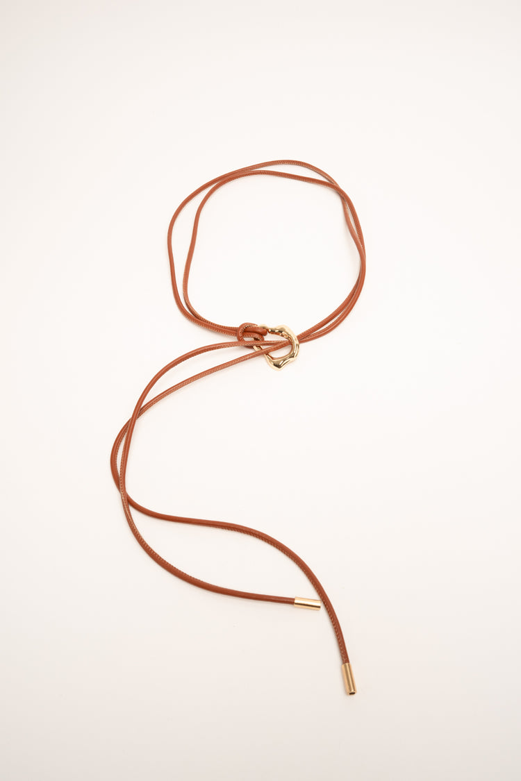 Brown rope-effect sash belt