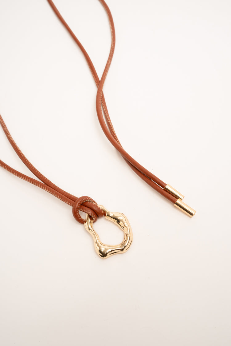 Brown rope-effect sash belt