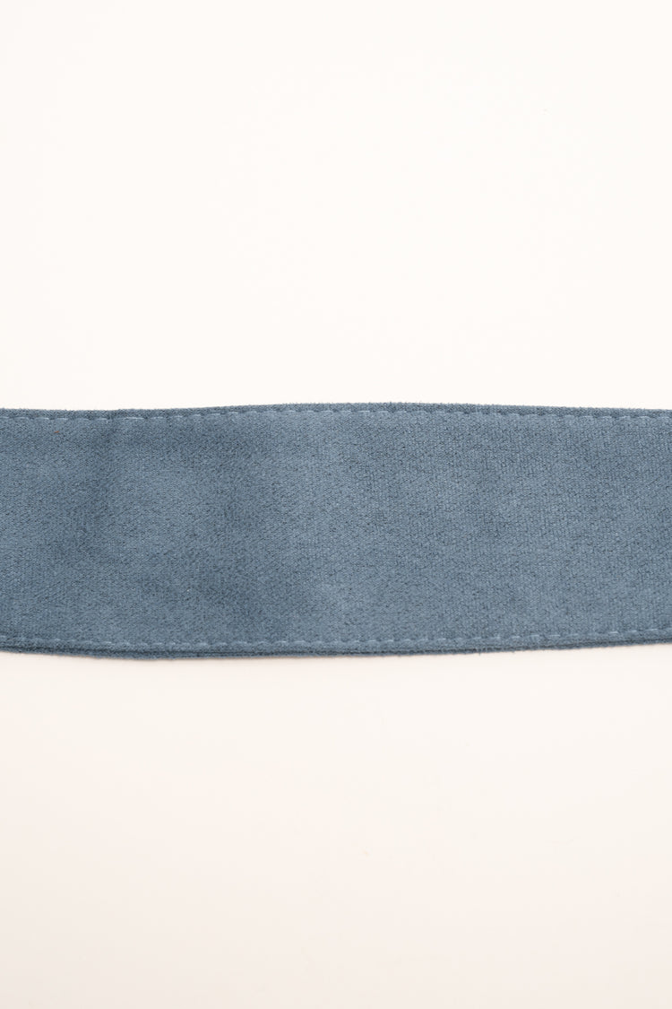 Blue velvet-effect sash belt