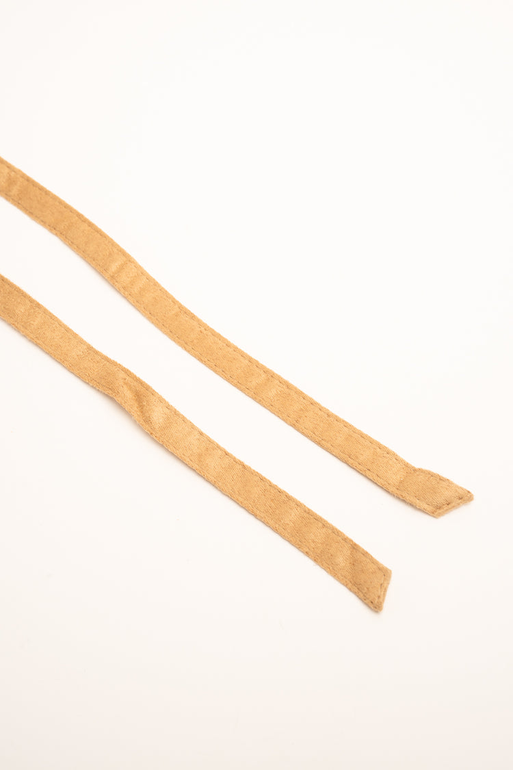 Beige velvet-effect sash belt