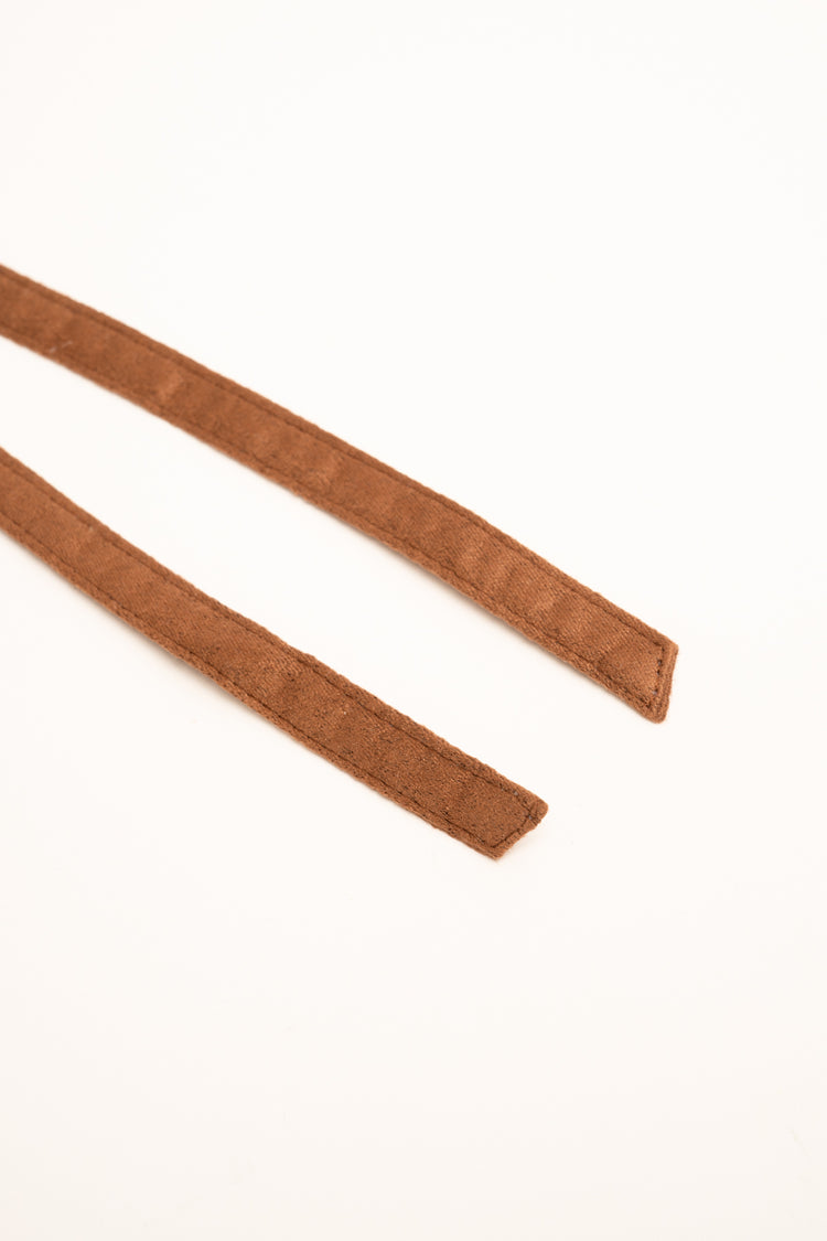 Brown velvet-effect sash belt