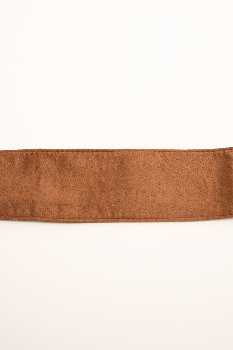 Brown velvet-effect sash belt