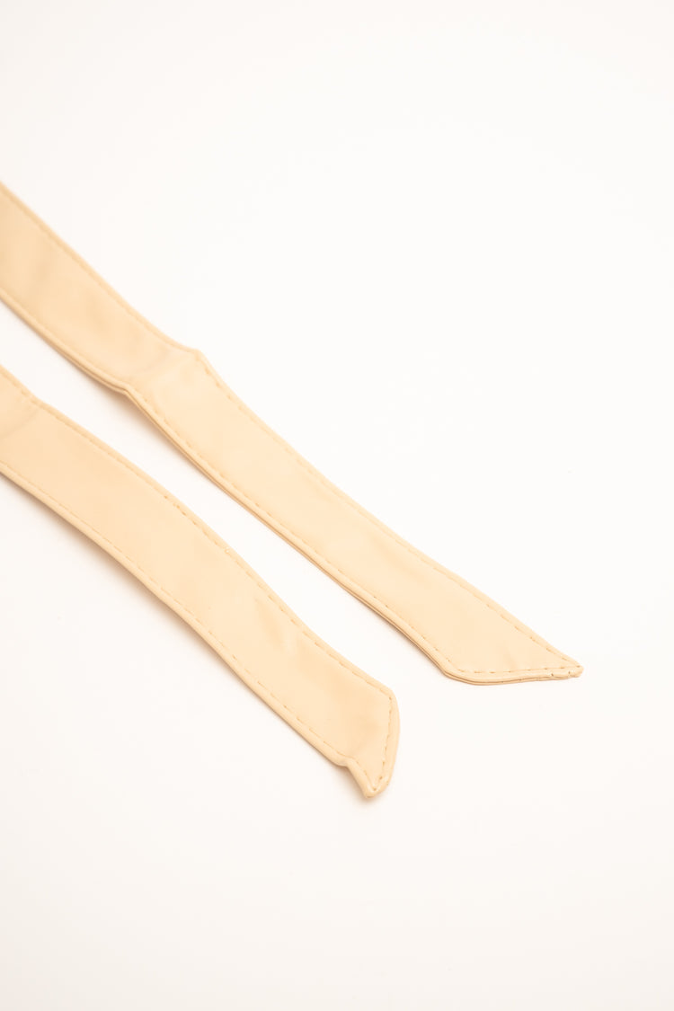 Beige basic sash belt