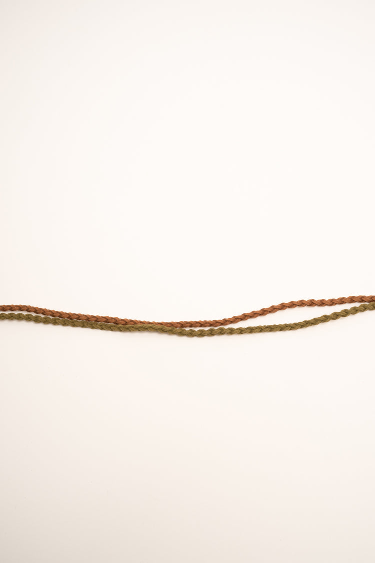 Tan + olive woven faux suede slim double belt