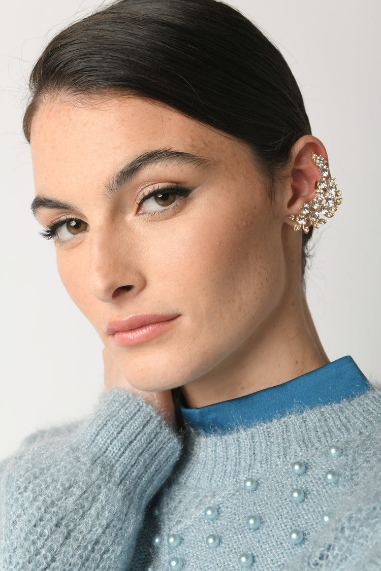Rhinestoned single earcuff