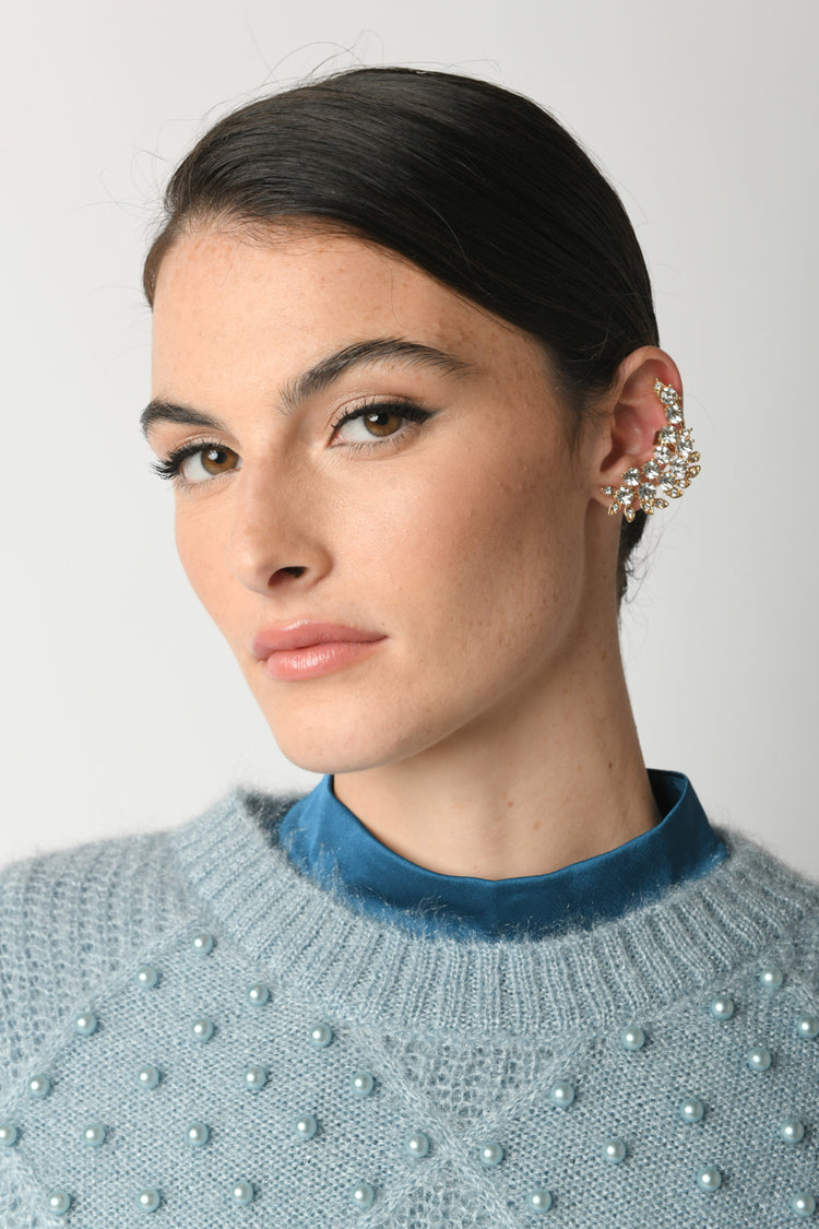 Rhinestoned single earcuff