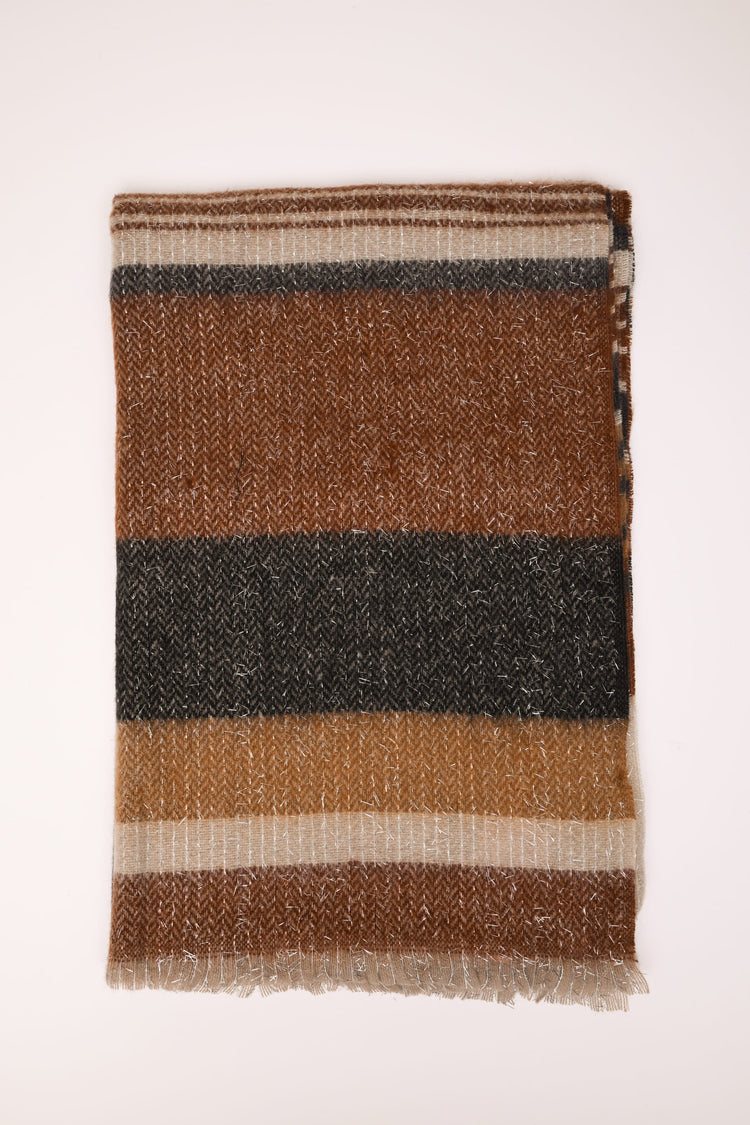 Striped lurex knit scarf