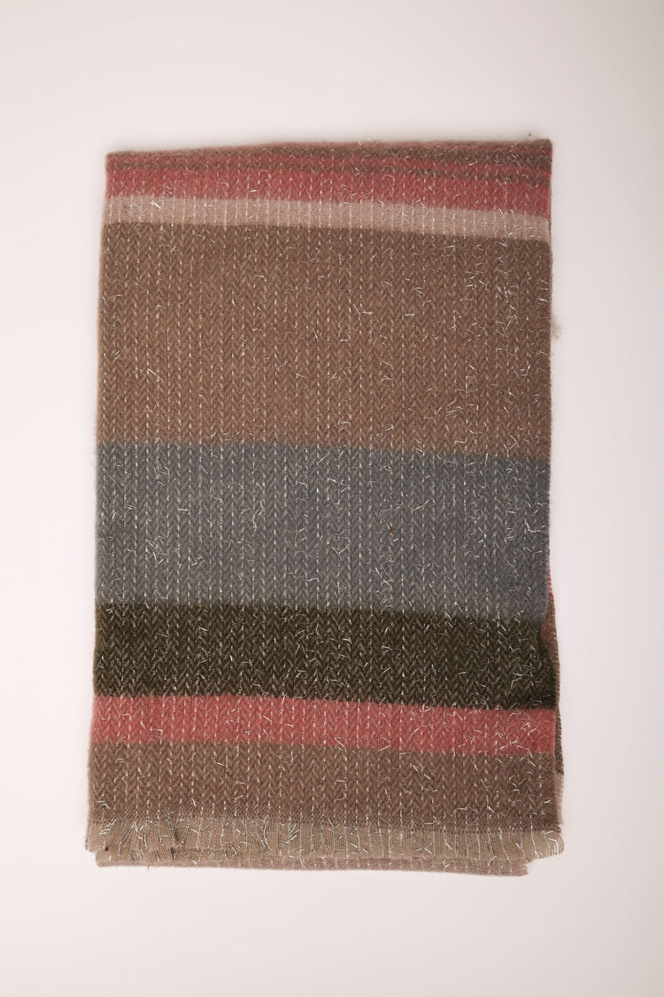 Striped lurex knit scarf