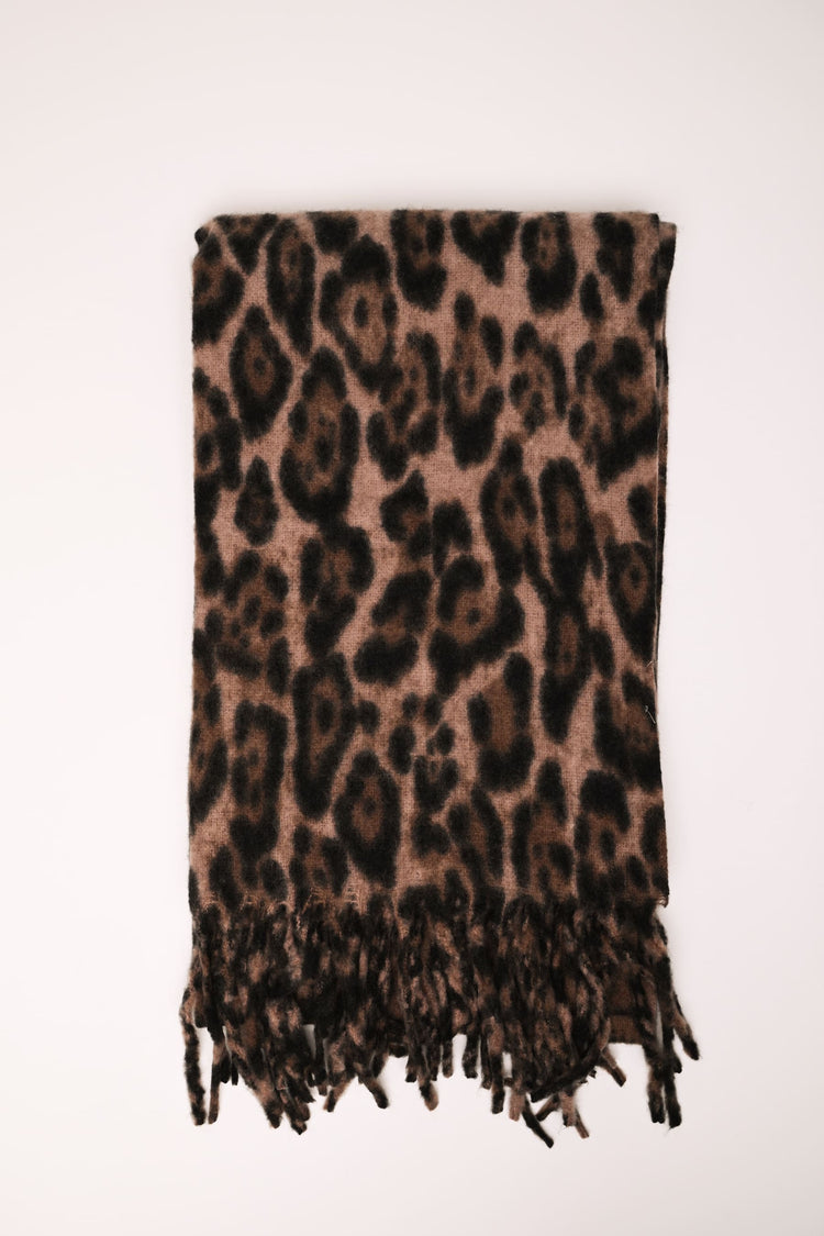 Fringed animalier scarf