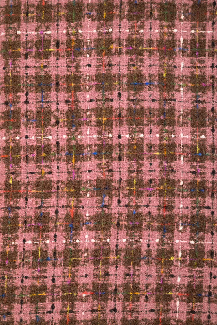 Topstitching check motif scarf