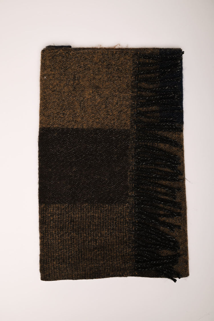 Check lurex knit scarf