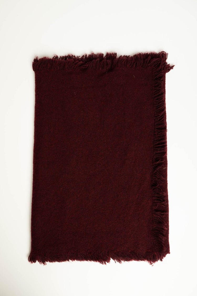 Burgundy fringed scarf