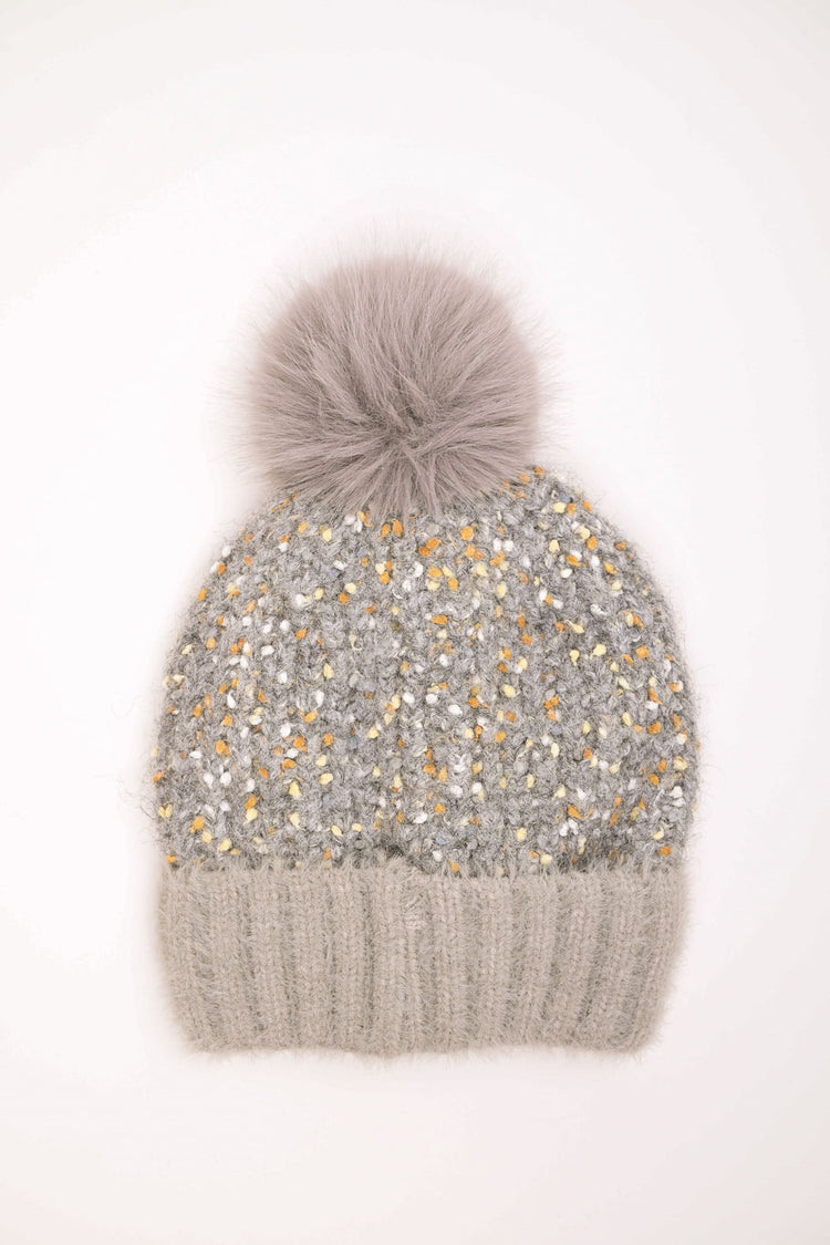 Pompon knit hat